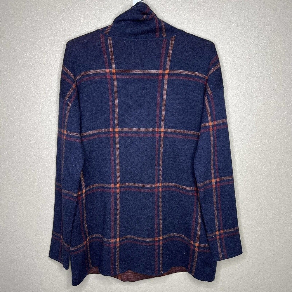 Max Studio Women's Navy Blue Plaid Long Sleeve Turtle Neck Knit Sweater Size S - Picture 4 of 9